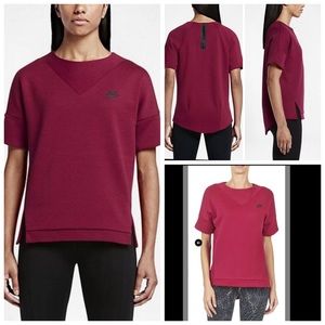 NIKE TECH FLEECE CREW - Bordeaux